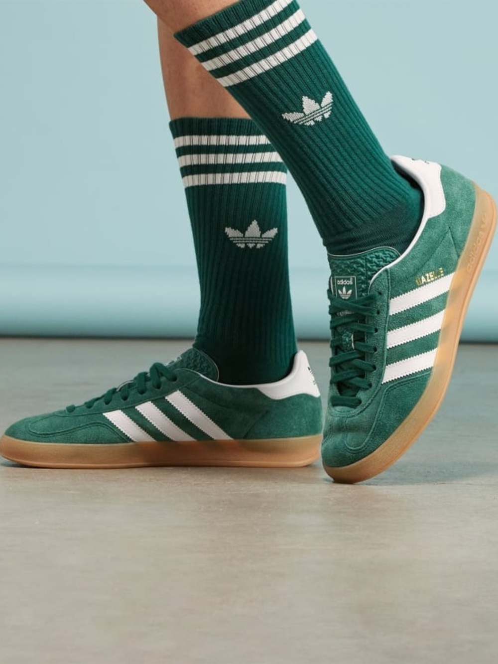 adidas‎ Green Crew Socks with White Trefoil Stripes